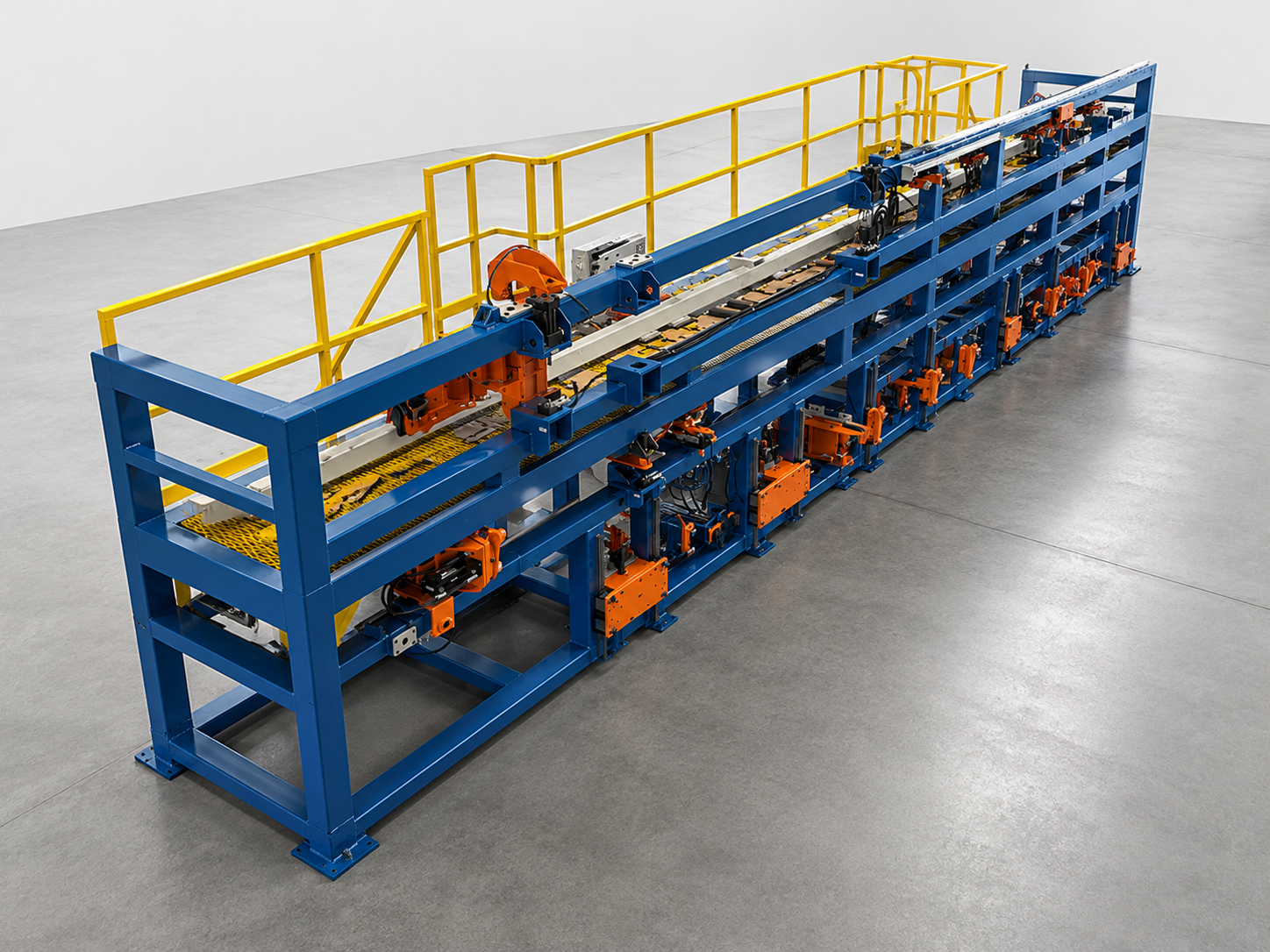 Steel line-assembly production frame